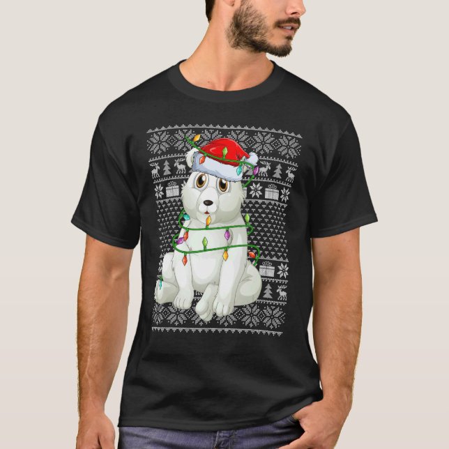 T-shirt Ugly Sweater Style Xmas Lights Santa Polar Bear Ch (Devant)