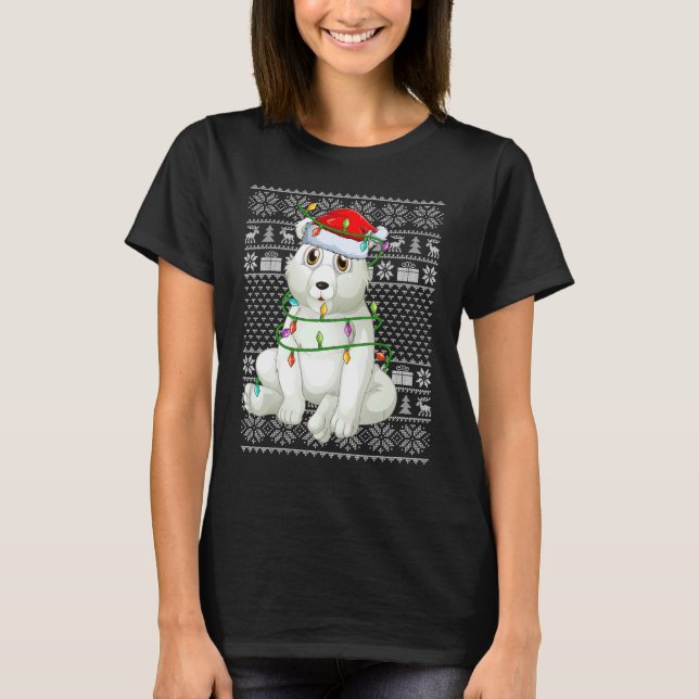 T-shirt Ugly Sweater Style Xmas Lights Santa Polar Bear Ch (Devant)