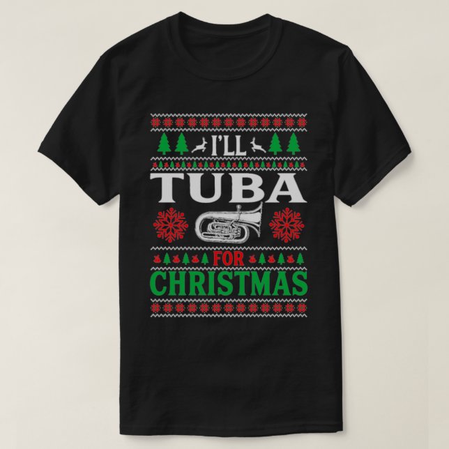 T-shirt Ugly Tuba Marching Band Christmas Apparel (Design devant)