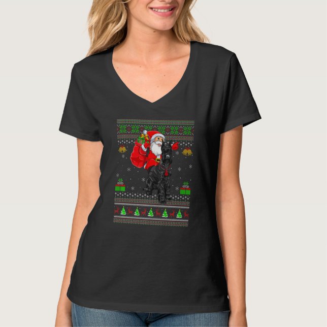 T-shirt Ugly Xmas Santa Riding Giant Schnauzer Dog Christm (Devant)