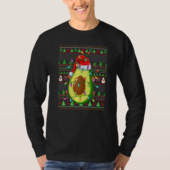 T-shirt Ugly Xmas Sweater Style Lighting Avocado Fruit Chr (Devant)