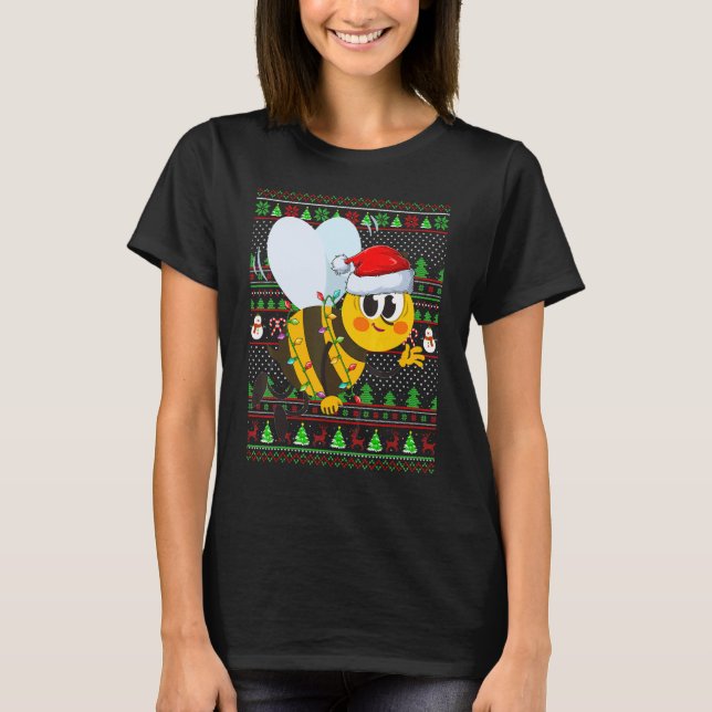 T-shirt Ugly Xmas Sweater Style Lighting Bee Christmas (Devant)