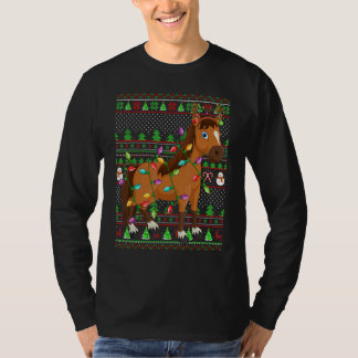 T-shirt Ugly Xmas Sweater Style Lighting Horse Christmas