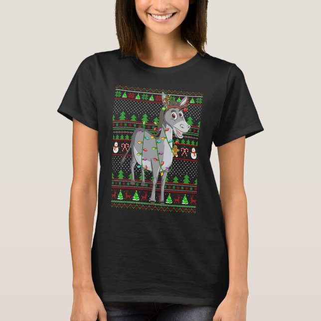 T-shirt Ugly Xmas Sweater Style Lighting Mule Christmas (Devant)