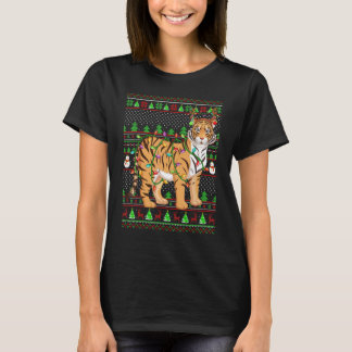 T-shirt Ugly Xmas Sweater Style Lighting Tiger Christmas