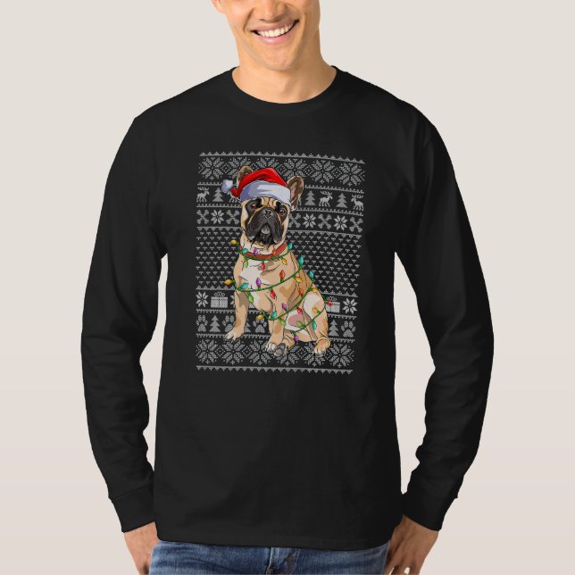 T-shirt Ugly Xmas Sweater Style Santa French Bulldog Chris (Devant)