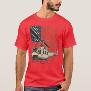 T-shirt UH1 Huey Hélicoptère Militaire Aviation Drapeau Am