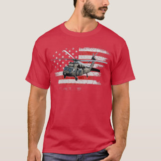 T-shirt UH60 Black Hawk Helicopter Vintage Flag Vétéran 