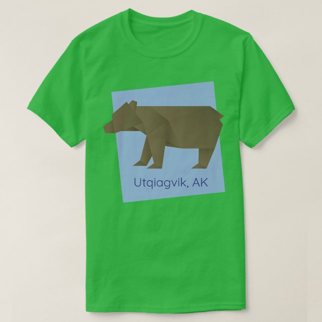 T-shirt UItqiagvik AK Brown Origami Bear Abstract Geometri (Design devant)