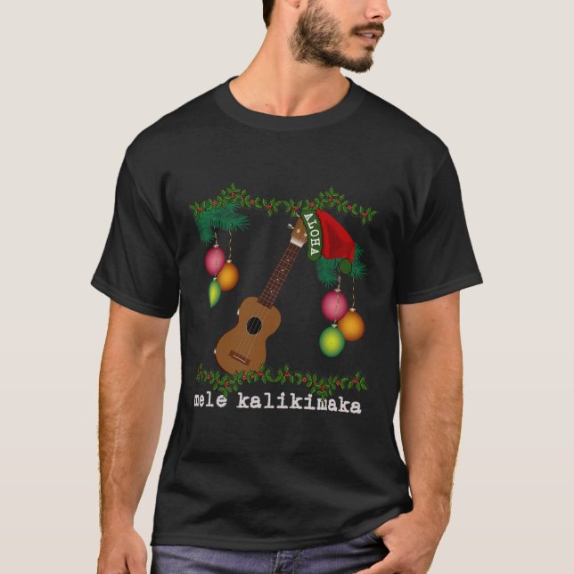 T-shirt Uke Mele Kalikimaka Ukulele Chansons de Noël Aloha (Devant)