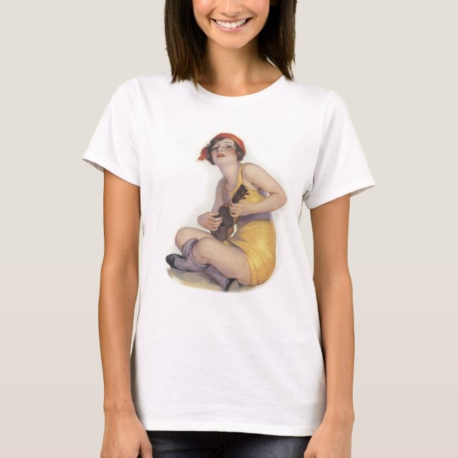 T-shirt Uke Playing Flapper Ladies light long sleeve Tee (Devant)