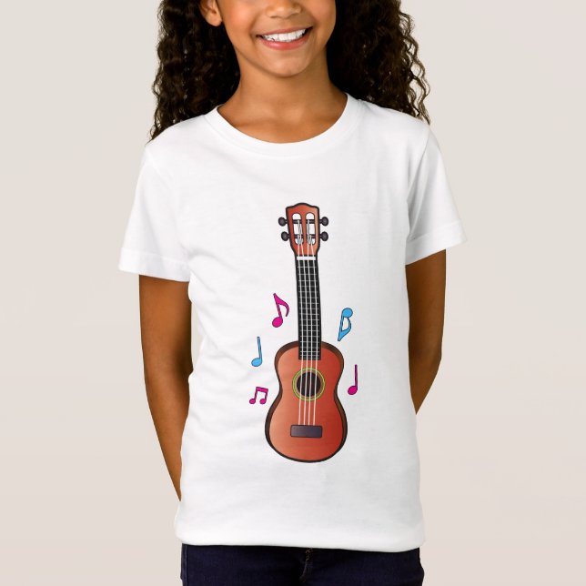 T-Shirt Ukelele avec des notes en couleurs (Devant)