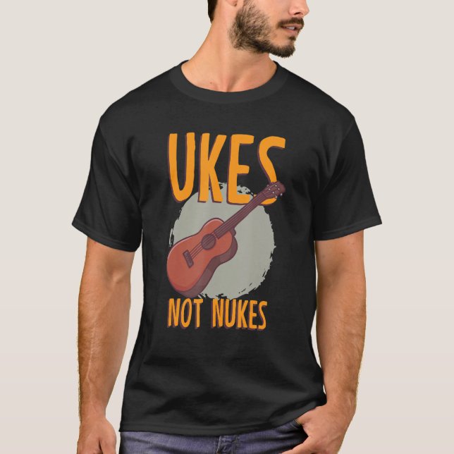 T-shirt Ukes Not Nukes Musician Strings Orchestra Concert (Devant)