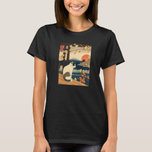 T-shirt Ukiyo e Kanagawa Vintage japonais Tattoo Cat Graph