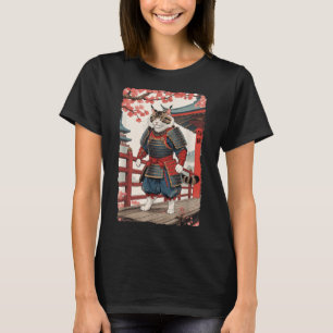 T-shirt Ukiyo-e Samurai vintage Chat En Kimono Sumi-e Ninj