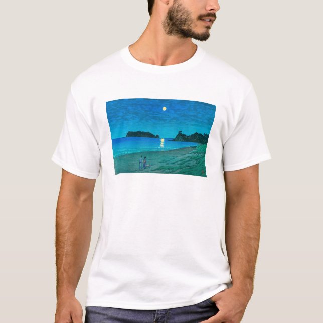 T-shirt ukiyoe hasui No54 Full moon at Beach (Devant)