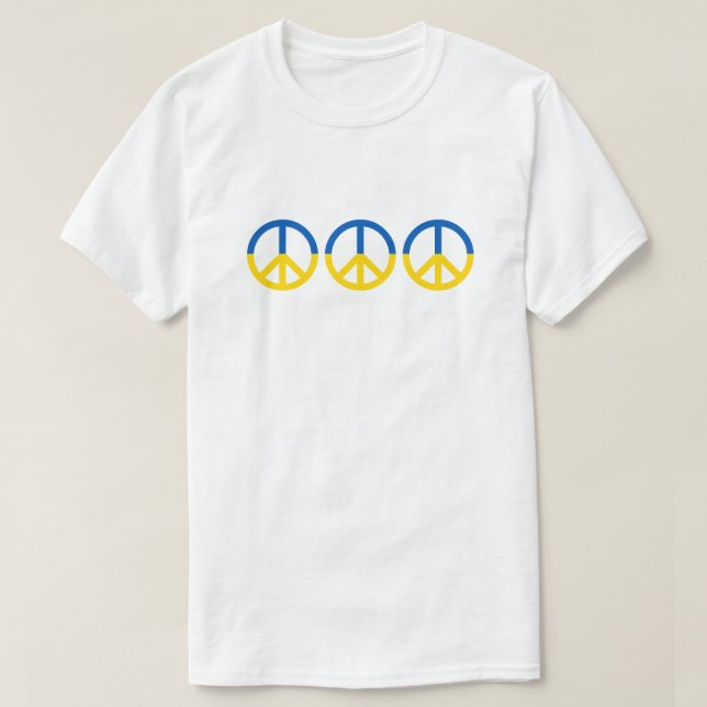 T-shirt Ukraine 3 Signes de paix Drapeau bleu jaune (Design devant)