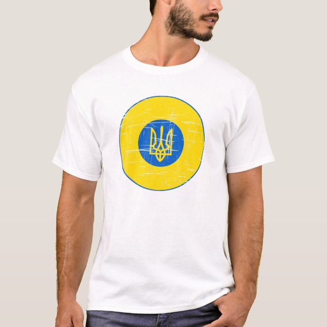 T-SHIRT UKRAINE AIR FORCE ROUNDEL UKRAINIEN UAF FLAG COULE (Devant)