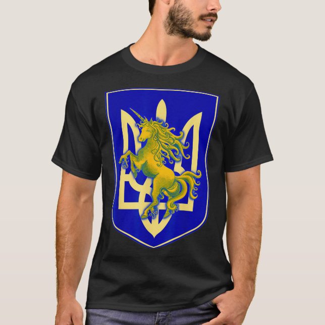 T-shirt Ukraine Armoiries Ukrainicorn Save Support Ukra (Devant)