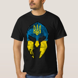 T-shirt Ukraine Casque Sparta Ukraine Crête Drapeau Hommes
