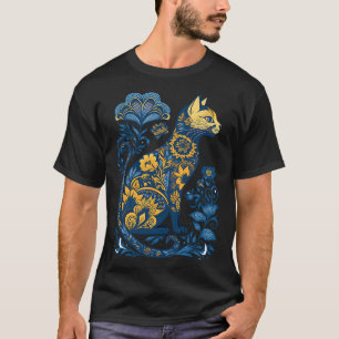 T-shirt Ukraine Chat Floral Vintage Ukrainien Drapeau Et V
