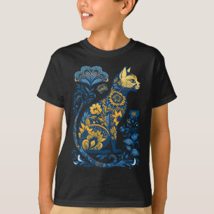 T-shirt Ukraine Chat Floral Vintage Ukrainien Drapeau Et V