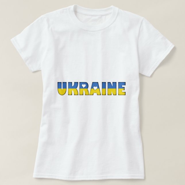 T-shirt Ukraine Coeurs Typographie Pays Drapeau Couleurs (Design devant)