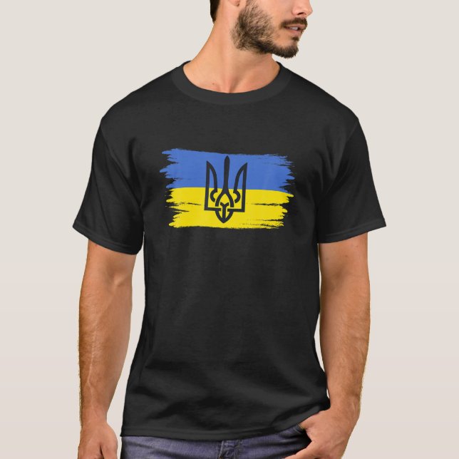 T-shirt Ukraine Drapeau américain Appui à l'Ukraine (Devant)