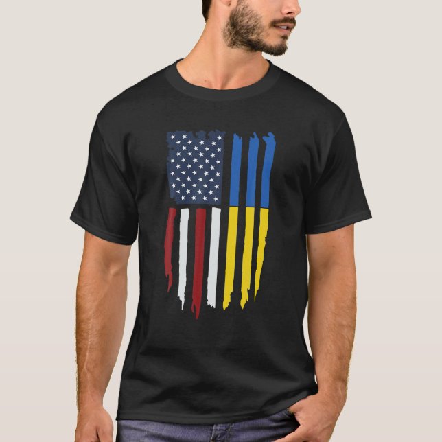 T-shirt Ukraine drapeau américain Ukraine Amérique racines (Devant)