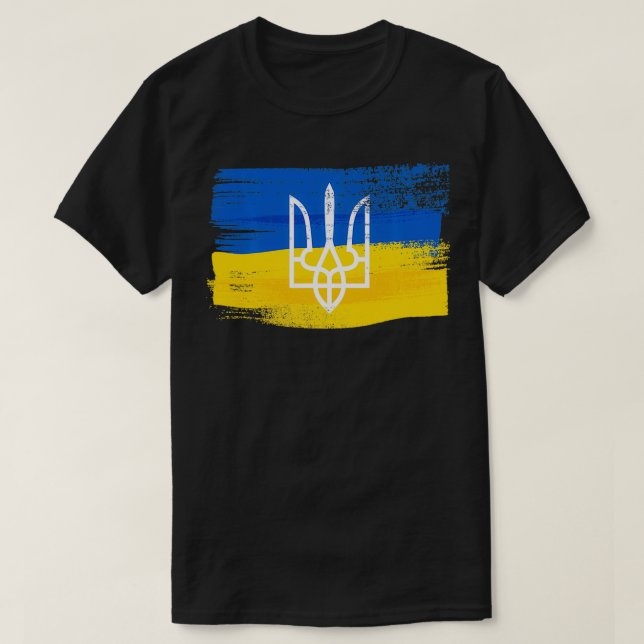 T-shirt Ukraine Drapeau et armoiries peint ukrainien P (Design devant)