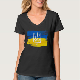 T-shirt Ukraine Drapeau et armoiries peints en ukrainien P