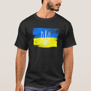 T-shirt Ukraine Drapeau Et Armoiries Peints Pam Ukrainien