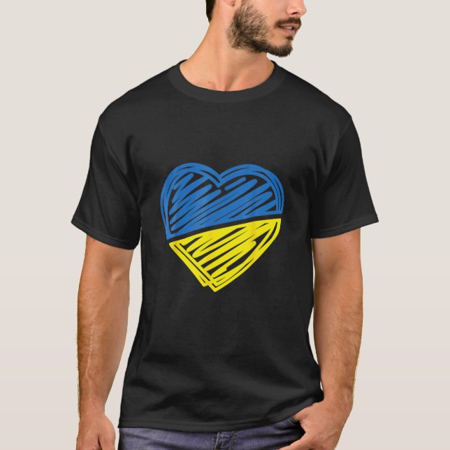 T-shirt Ukraine Drapeau le coeur ukrainien (Devant)