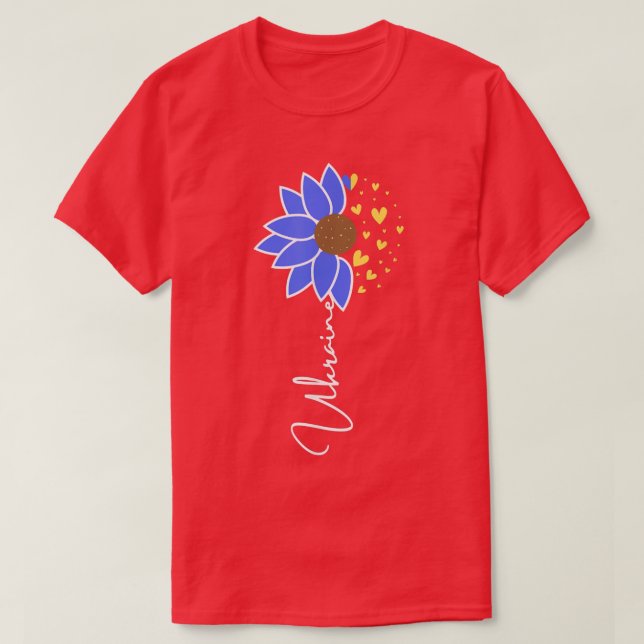 T-shirt Ukraine Drapeau Sunflower Coeur  (Design devant)