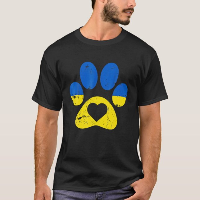 T-shirt Ukraine Drapeau Ukraine Paw Dog Patriot Sauver l'U (Devant)