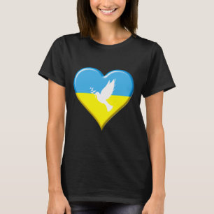 T-shirt Ukraine Drapeau Ukrainien Cœur Paix Colombe Soutie