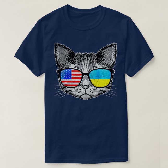 T-shirt Ukraine États-Unis Drapeau Racines Cat Ukraine Amé (Design devant)