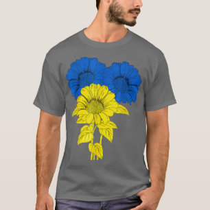 T-shirt Ukraine Fleurs de soleil bleu Jaune Soutien Paix U