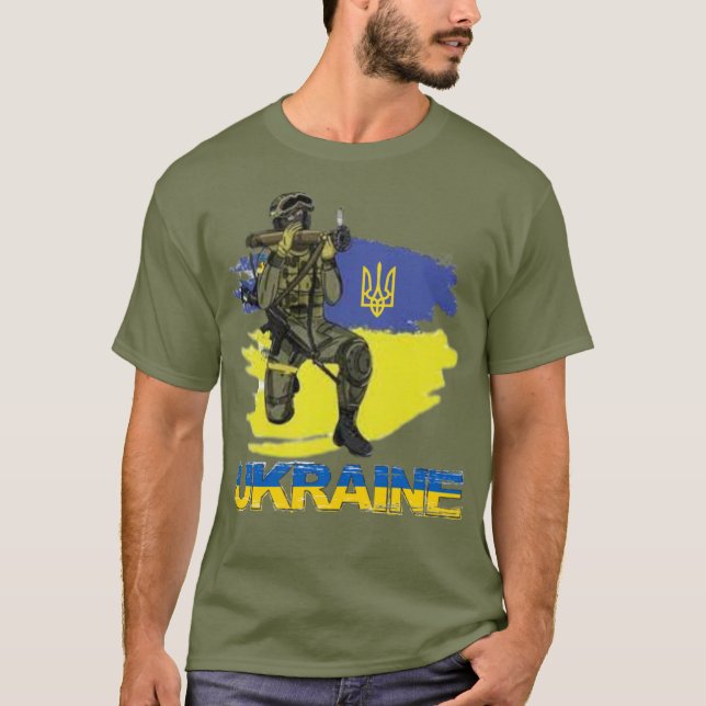 T-shirt Ukraine Guerrier militaire soldat Trident Zelensky (Devant)