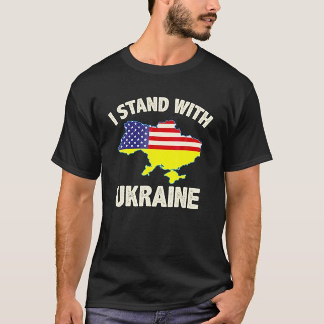 T-shirt Ukraine Je Me Tiens Avec L'Ukraine Drapeau Ukraini (Devant)