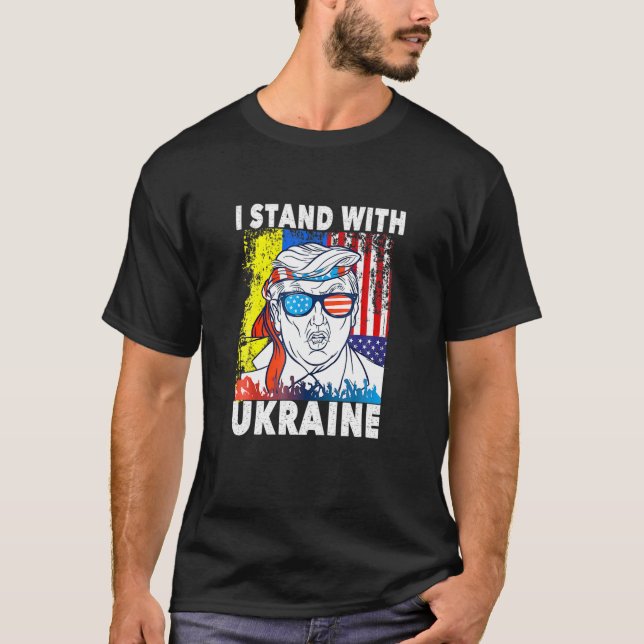 T-shirt Ukraine Je Me Tiens Avec L'Ukraine Drapeau Ukraini (Devant)