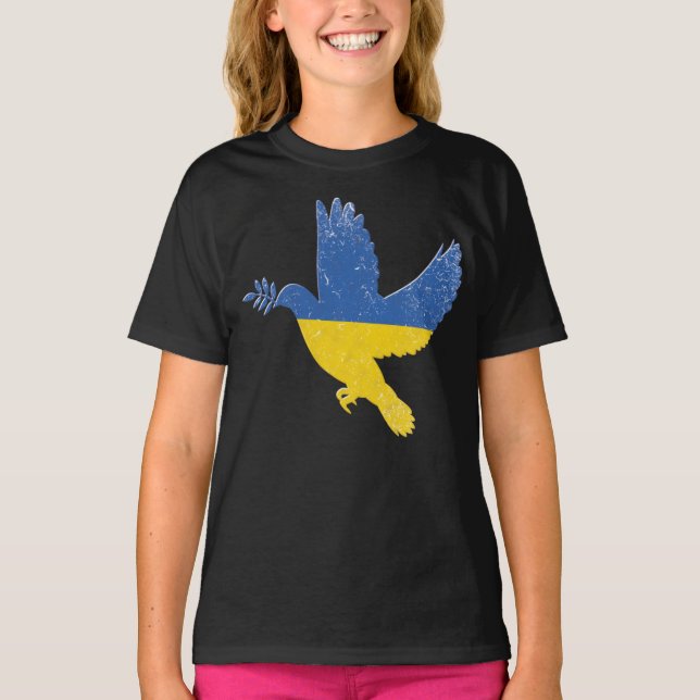 T-shirt Ukraine Peace Dove, drapeau de la fierté ukrainien (Devant)