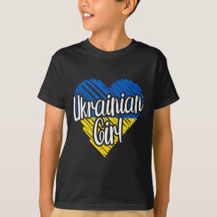 T-shirt Ukraine pour fille cœur ukrainien drapeau pour fem