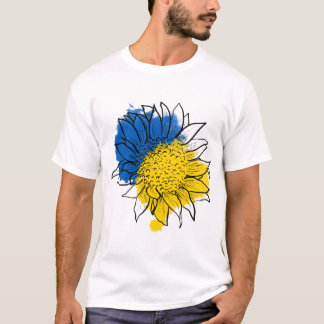 T-shirt Ukraine Soutien aux tournesols bleu et jaune