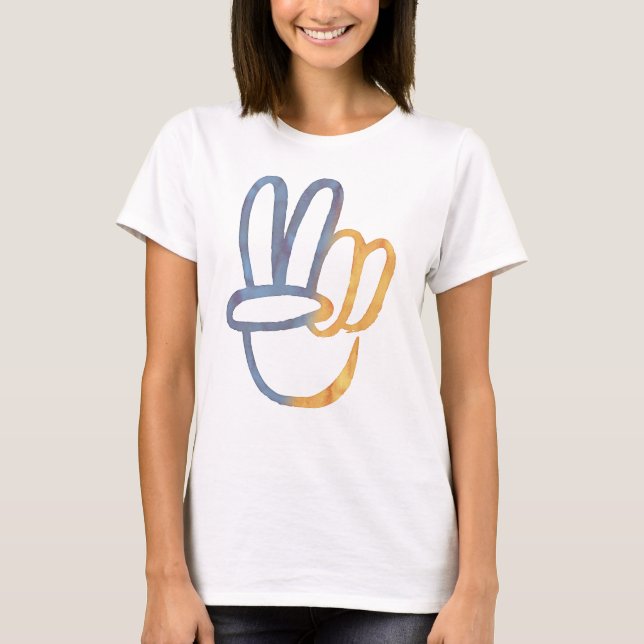 T-shirt Ukraine - Symbole de la PAIX v-Sign Freedom anti-g (Devant)