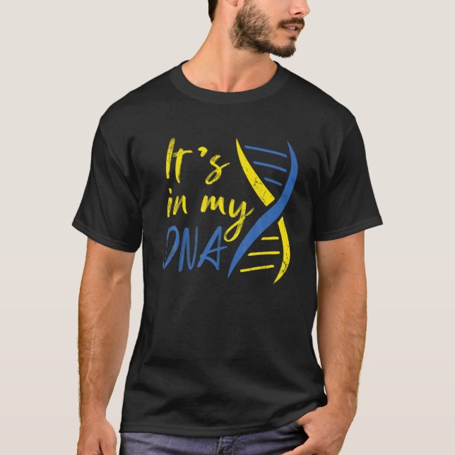 T-shirt Ukraine Tee It´S In My-DNA Ukrainian-Born Flag Gif (Devant)