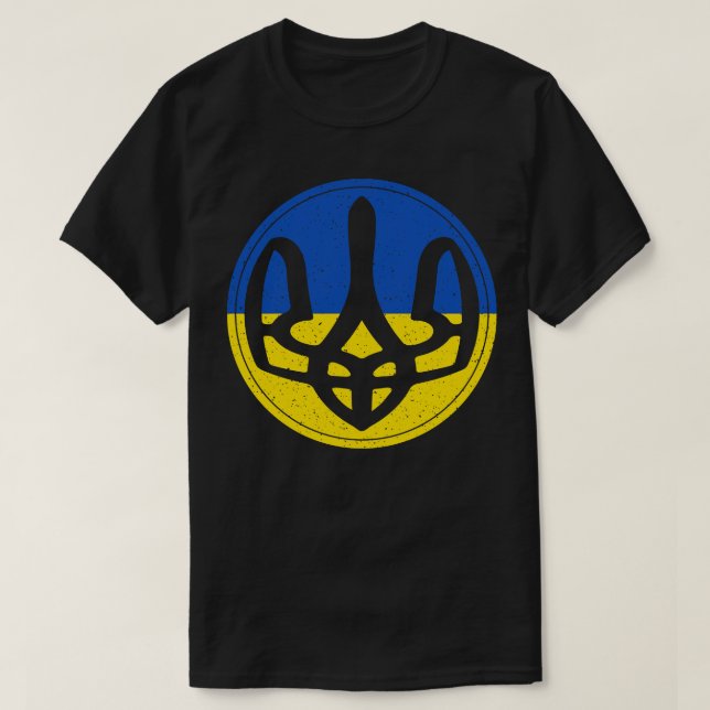 T-shirt Ukraine Trident Distorsion Poisson Style Oeil (Design devant)
