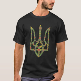 T-shirt Ukraine Tryzub Ukraine Fleur tendance Triden