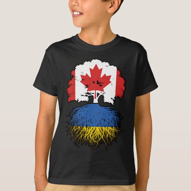 T-shirt Ukraine Ukrainienne Canada drapeau des racines de  (Devant)