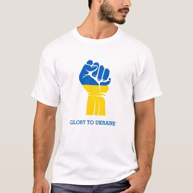 T-shirt Ukraine - Un drapeau ukrainien soutient l' (Devant)
